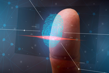 The scanning of the fingerprint. High technologies of information protection and biometric...