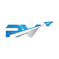 Fototapeta na wymiar PV initial letter logo origami paper plane