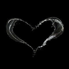 Fototapeta na wymiar water heart isolated on black