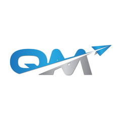 QM initial letter logo origami paper plane