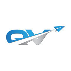 QV initial letter logo origami paper plane
