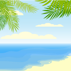 Fototapeta na wymiar summer tropical background, palm leaves