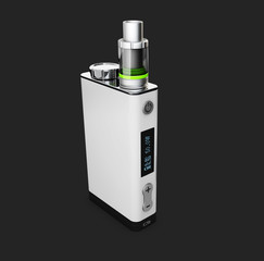 3d Illustration of white Vape Pen. Electronic Cigarette, isolated black