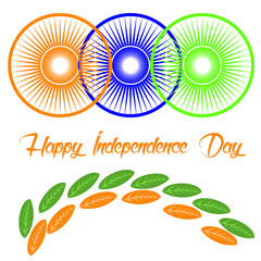 15th August, the Independence day of India with colors green, orange and white