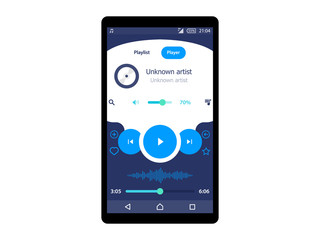 Music Player Interface on mobile phone vector illustration