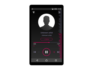 Music Player Interface on mobile phone vector illustration