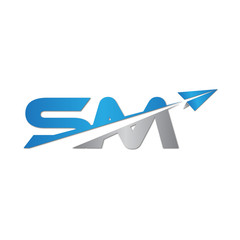 SM initial letter logo origami paper plane