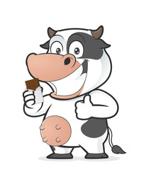 Cow holding a chocolate bar