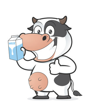 Cow Holding Milk Box