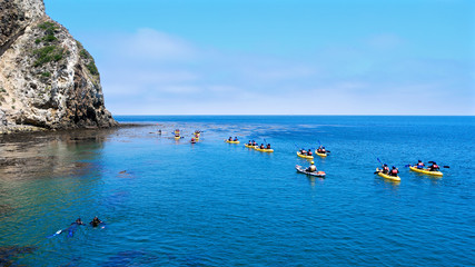 Large group of ocean kayakers © jshandraw