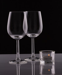 Two empty wine glasses