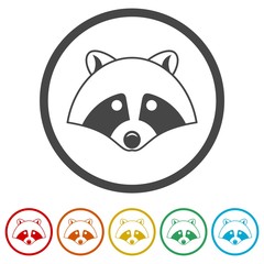 Silhouette of a raccoon icons set - Illustration 