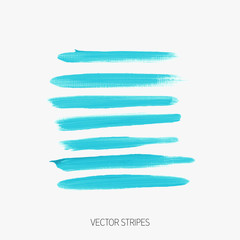 Acrylic art brush painted textured stripes set isolated vector background. Watercolor stroke set.