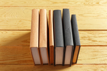 Books on the old Wooden table