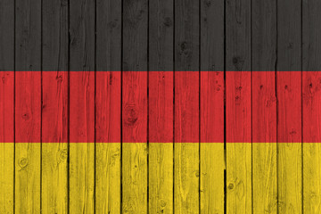 Germany national flag on old weathered wood background