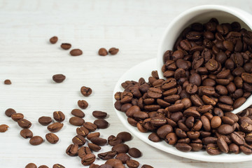 Coffee beans on a white background.