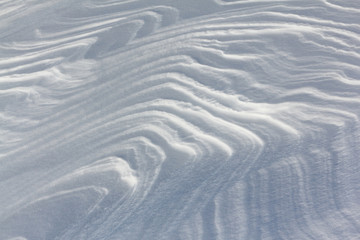 Fototapeta na wymiar Relief blanket of snow on the river