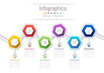 Infographic design elements for your business with 6 options, parts, steps or processes, Vector Illustration.