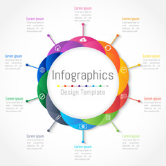 Infographic design elements for your business with 10 options, parts, steps or processes, Vector Illustration.