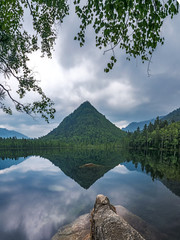Mountain Cap of Monomakh reflected in the lake