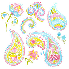 Watercolor native indian set