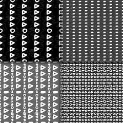 Geometric monochrome seamless pattern set