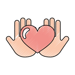 Obraz premium hand human with heart love vector illustration design