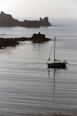 Early morning calm, Porthcressa Bay, St Mary's, Isles of Scilly, Cornwall, England, UK.
