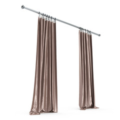 Modern curtain. Isolated on white. 3D illustration. Include clipping path.