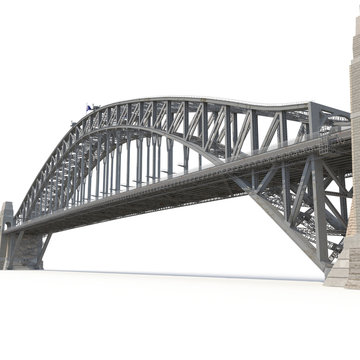 Sydney Harbour Bridge on white. 3D illustration