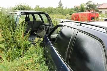 Wreck of old cars in nature