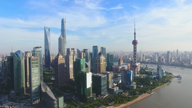 Aerial view of Lujiazui(The bund) in Shanghai