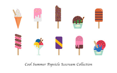 Cool summer popsicle icecream sweet colorful dessert collection