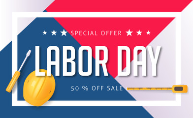 Labor day sale promotion advertising banner template.American labor day wallpaper.voucher discount.Vector illustration .