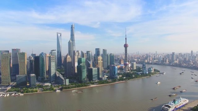 Aerial view of Lujiazui(The bund) in Shanghai
