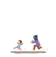 Little girl running away strangers