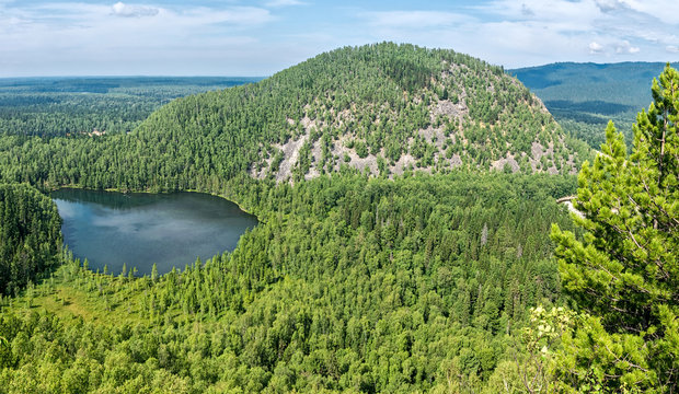 View from the mountain Monomakh's cap on the lake Warm