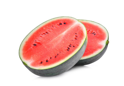 half of fresh watermelon isolated on white background.