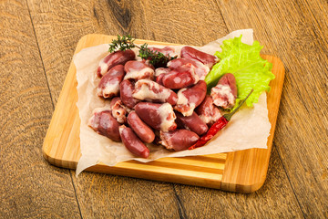 Raw chicken hearts