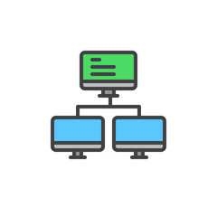 Computer network filled outline icon, line vector sign, linear colorful pictogram isolated on white. Symbol, logo illustration. Pixel perfect vector graphics