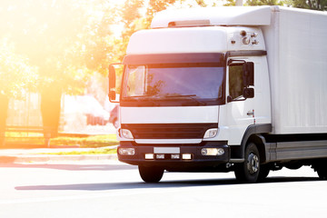 Front of white American cargo truck