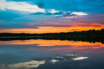 Sunset on the beach with beautiful sky.