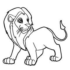 cartoon cute lion coloring page vector illustration

