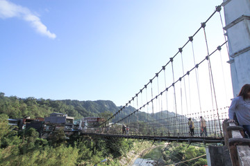 Rope bridge in Taipei , Taiwan.