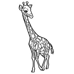 cartoon cute giraffe coloring page vector illustration
