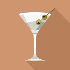 Martini in a glass with olives
