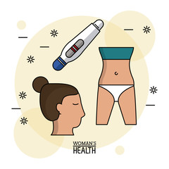 colorful Poster of health control in white background with female body and pregnancy test