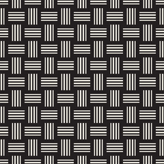 Crosshatch vector seamless geometric pattern. Crossed graphic rectangles background. Checkered motif. Seamless black and white texture of crosshatched lines. Trellis simple fabric print.