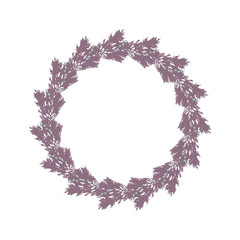 Vector botanical illustration with a wreath made of fir tree  branches and berries.