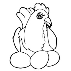 cartoon cute chicken coloring page vector
